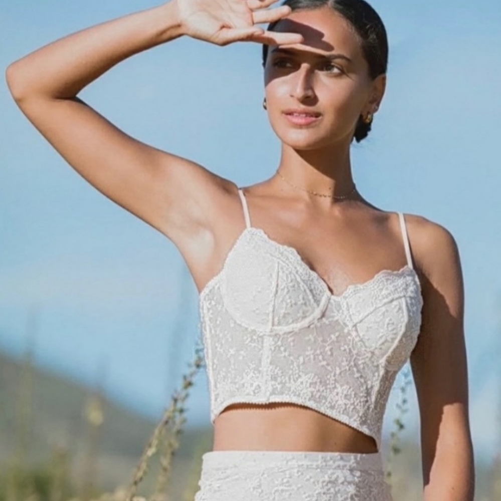 Spell White Lace Crop Top